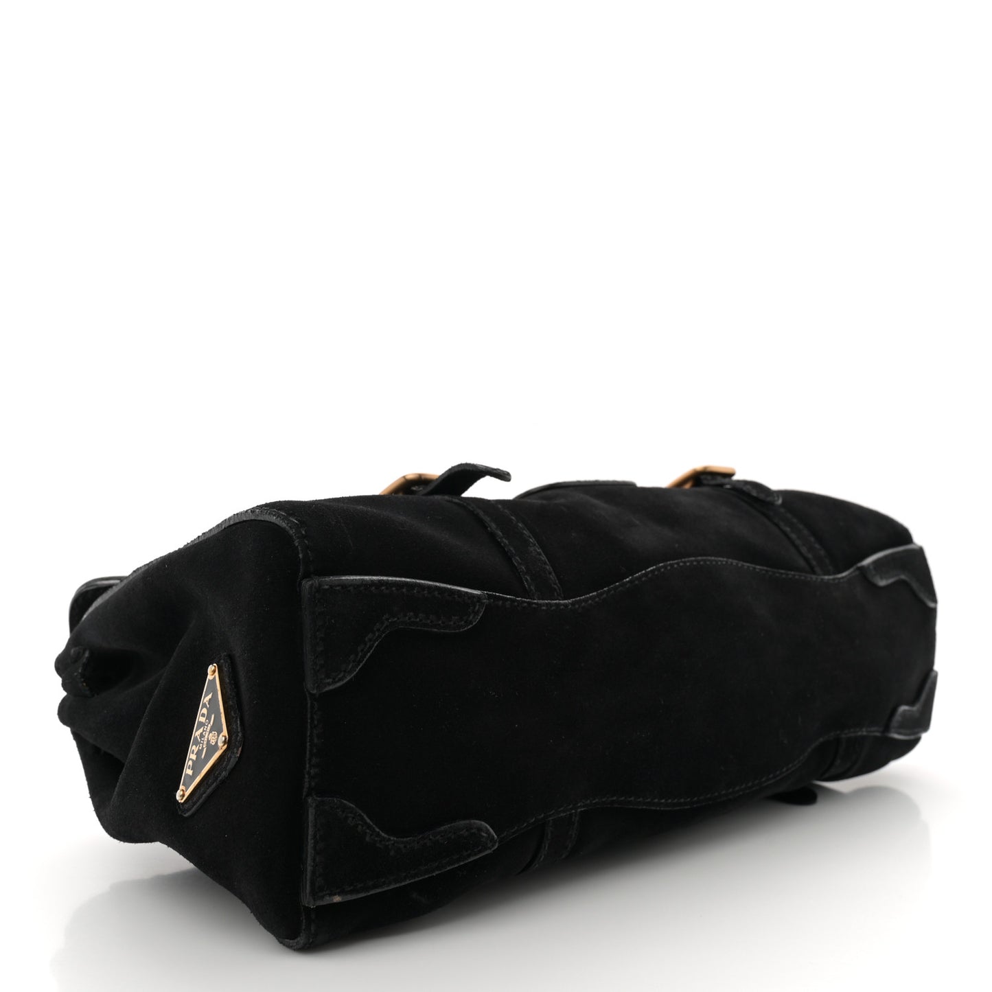 Suede Easy Foldover Pushlock Satchel Black