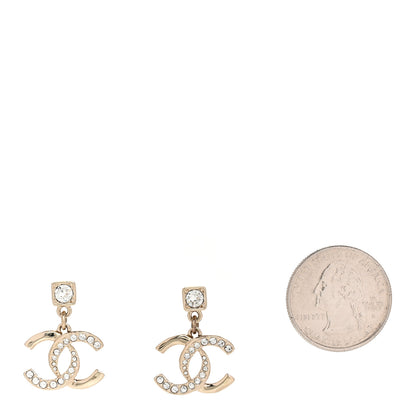 Chanel Crystal Irregular CC Square Drop Earrings Gold 2 of 5