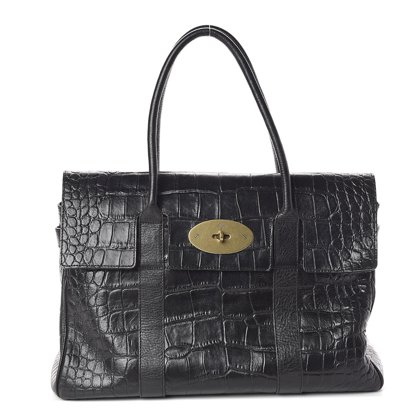 Calfskin Crocodile Embossed Bayswater Black