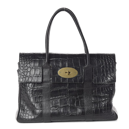 Mulberry Calfskin Crocodile Embossed Bayswater Black 1 of 10