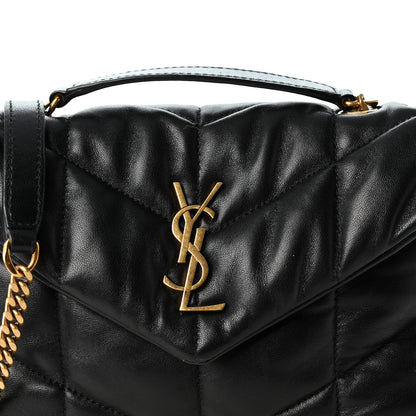 Saint Laurent Lambskin Quilted Toy Loulou Puffer Monogram Chain Satchel Black 7 of 9