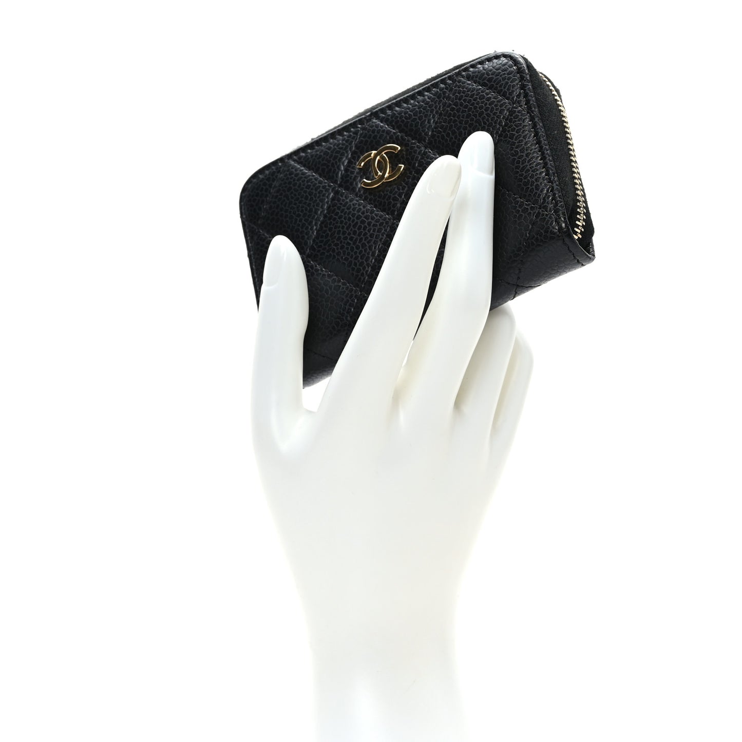 Caviar Quilted Zip Coin Purse Black