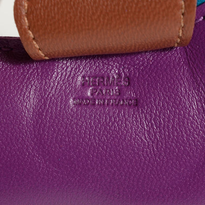 Hermes Milo Lambskin Grigri Rodeo Horse Bag Charm MM Anemone Bleu Izmir Fauve 3 of 4