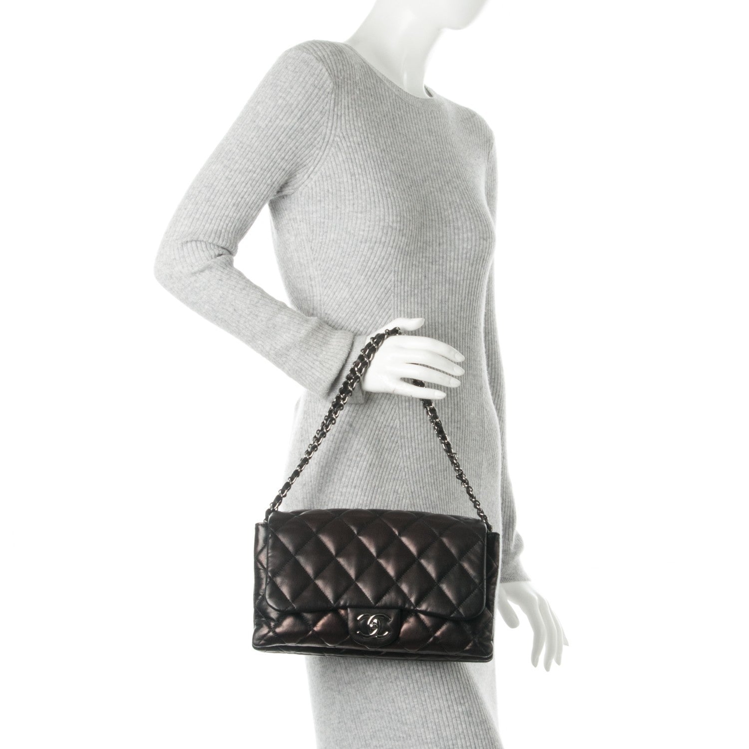 Chanel Lambskin Quilted 3 Accordion Flap Bag Black 2 of 7