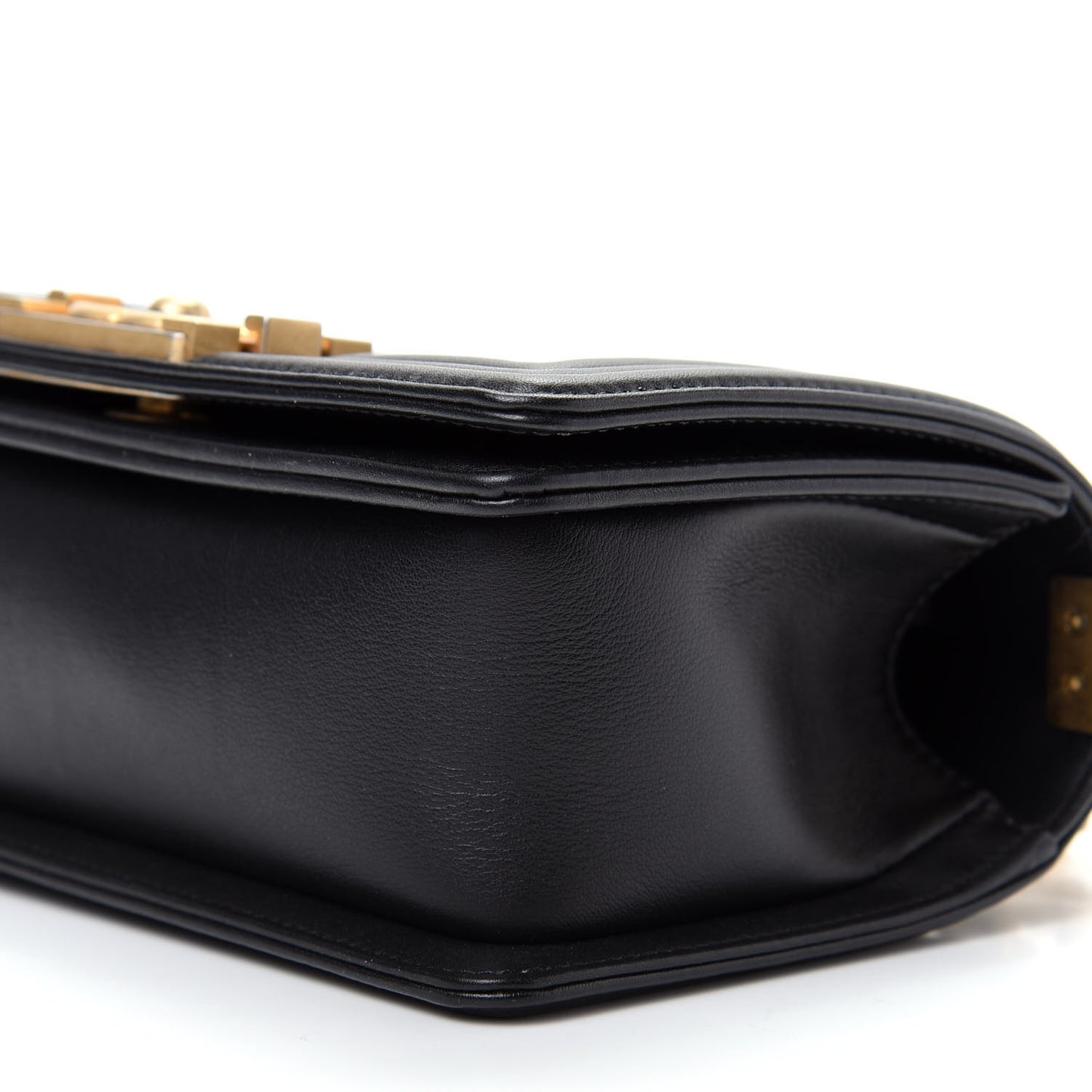 Calfskin Quilted Small Boy Flap Black