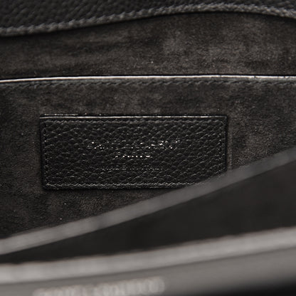 Saint Laurent Grained Calfskin Monogram Sunset Satchel Black 6 of 8