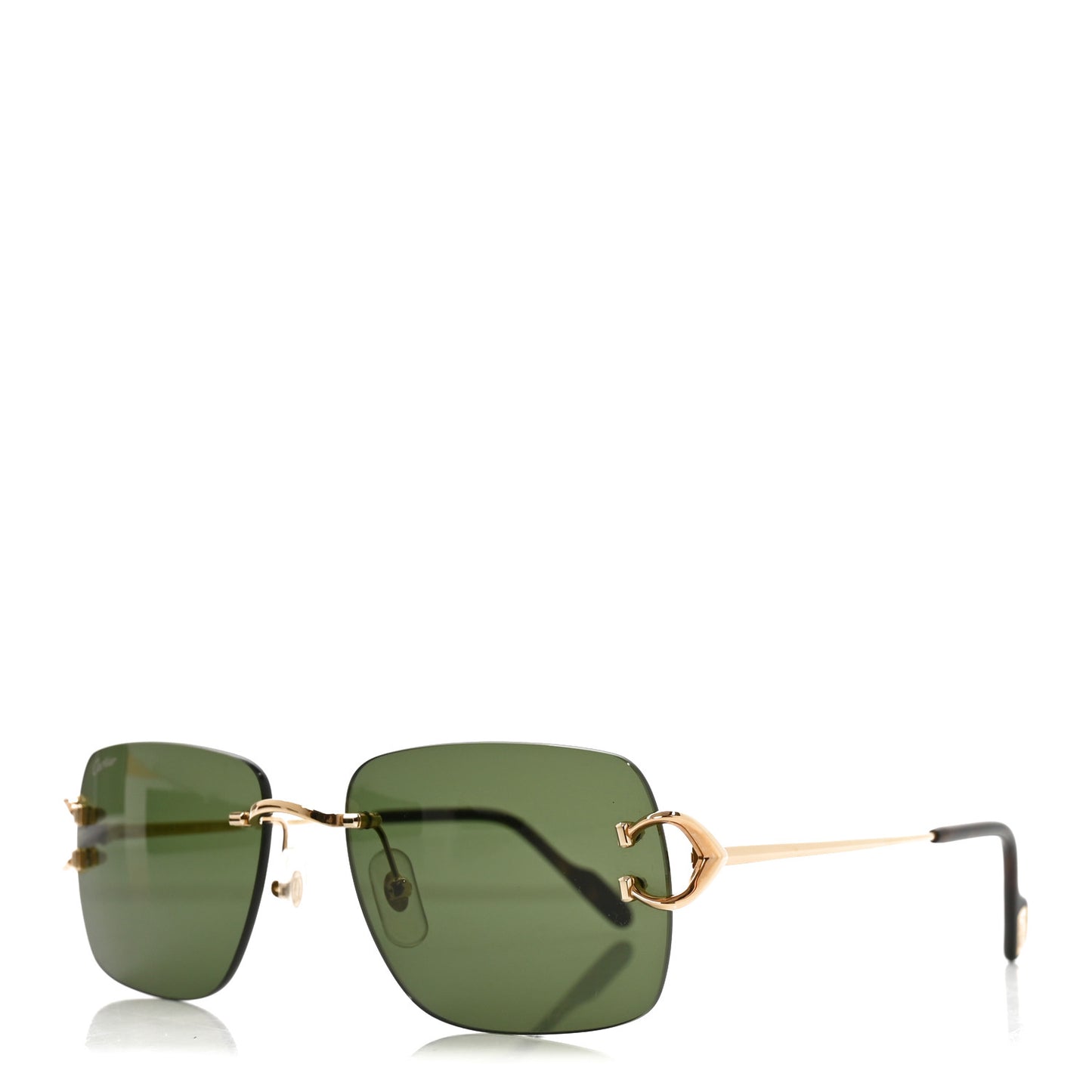 Metal Rimless C Decor Sunglasses CT0330S Gold Green