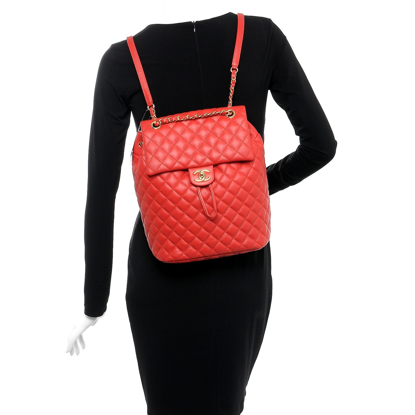 Lambskin Quilted Large Urban Spirit Backpack Red