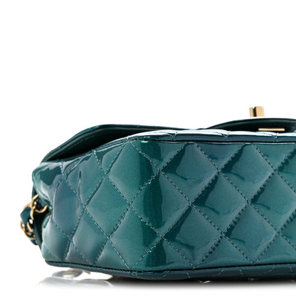 Chanel Shaded Patent Calfskin Quilted Mini Rectangular Flap Green Blue 9 of 12