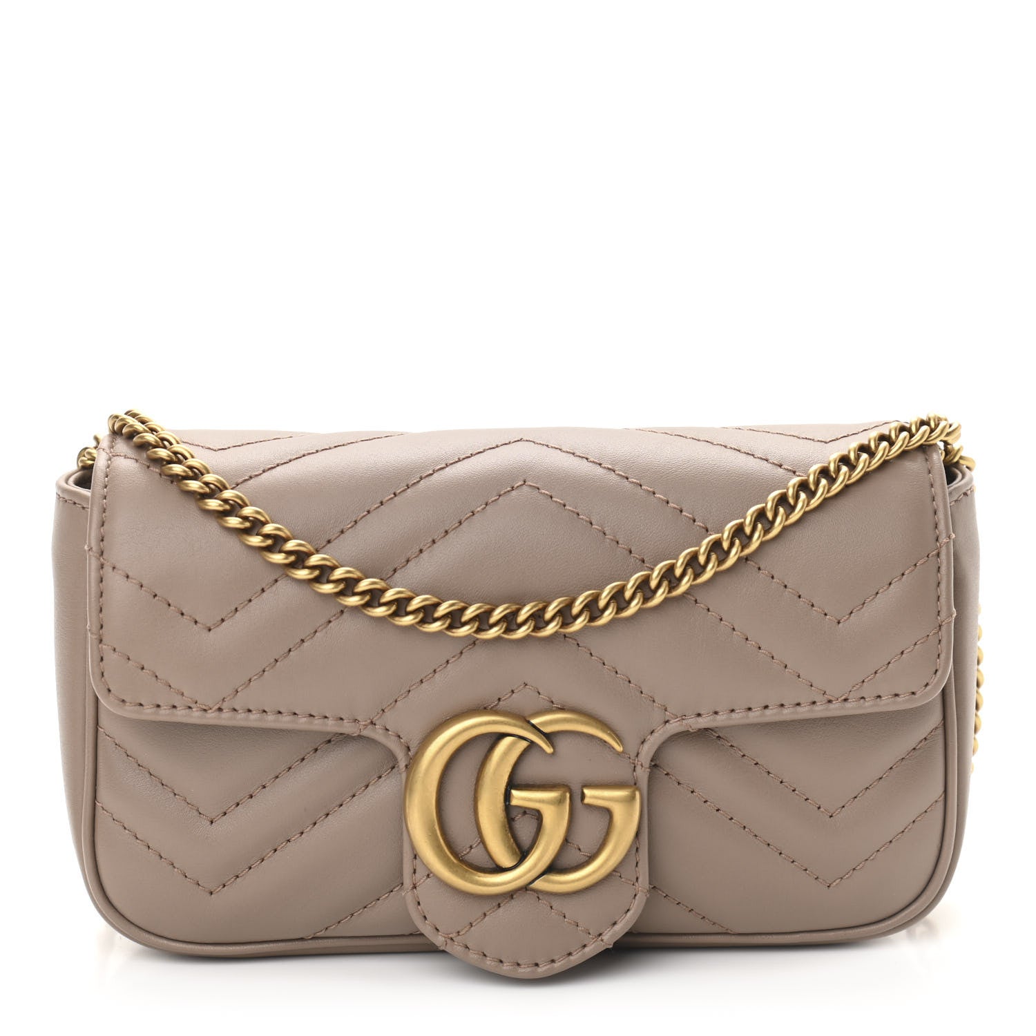 Gucci Calfskin Matelasse Super Mini GG Marmont Shoulder Bag Porcelain Rose 1 of 11