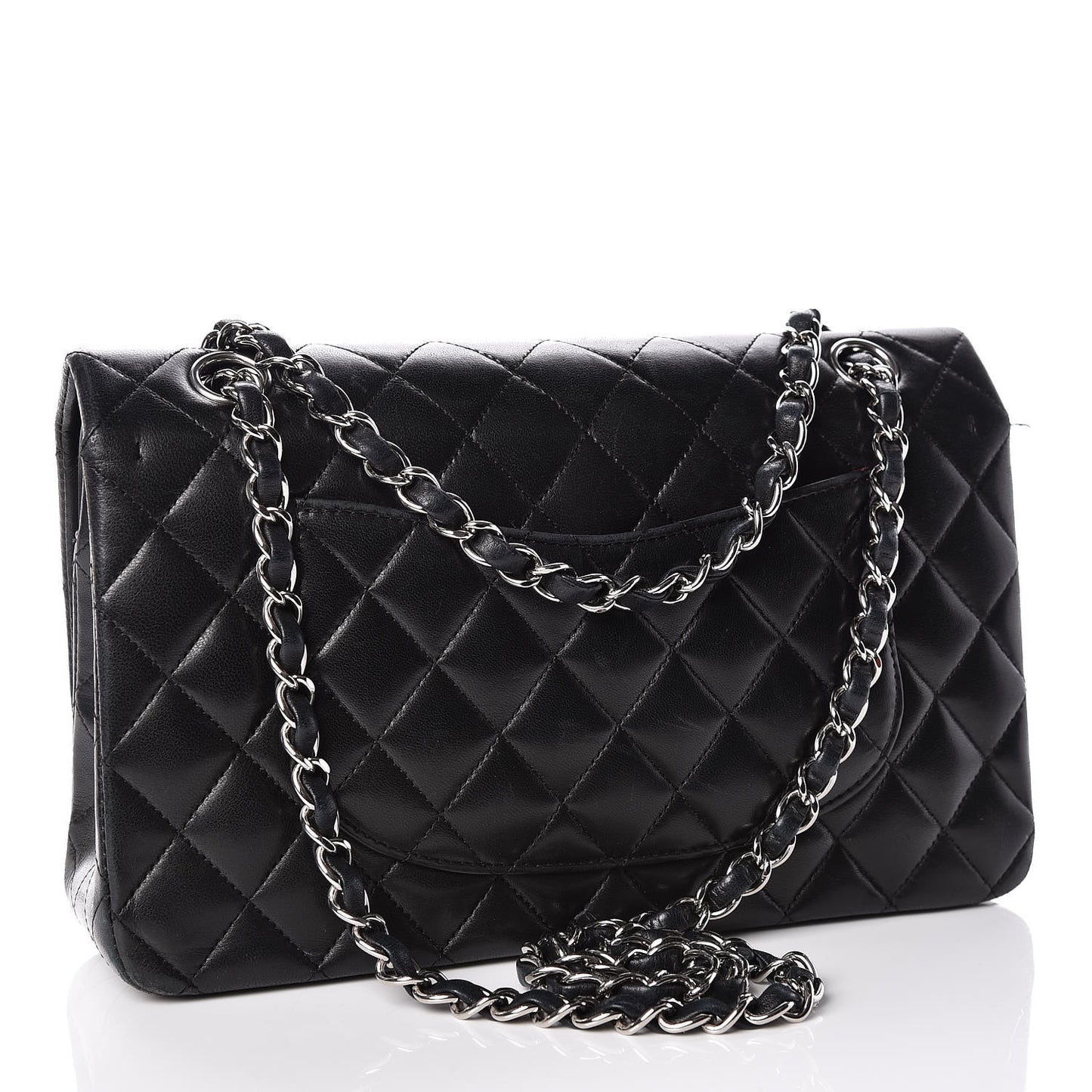 Lambskin Quilted Medium Double Flap Bag Black