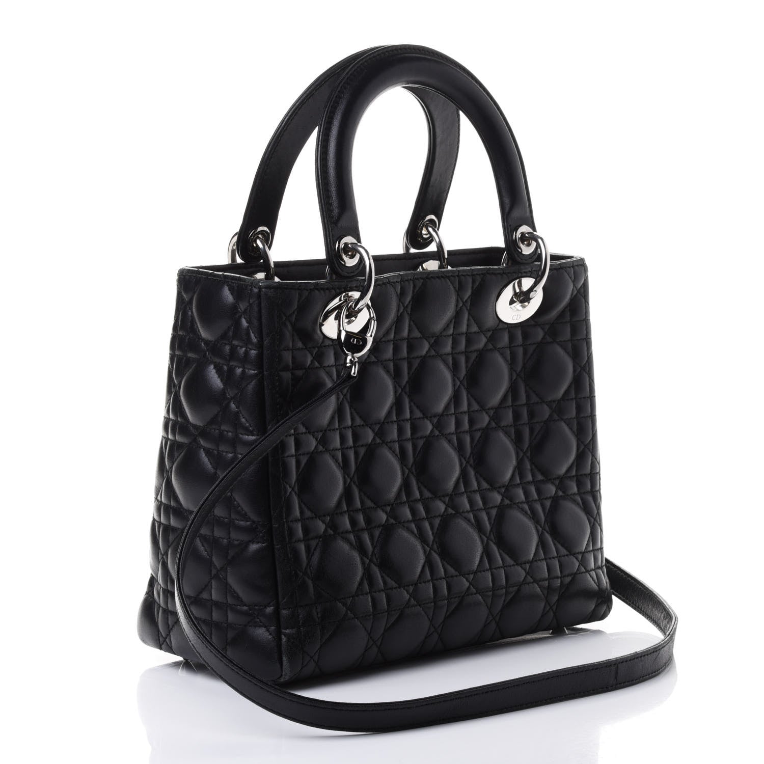 Christian Dior Lambskin Cannage Medium Lady Dior Black 2 of 4