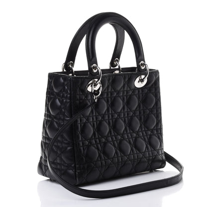 Christian Dior Lambskin Cannage Medium Lady Dior Black 2 of 4