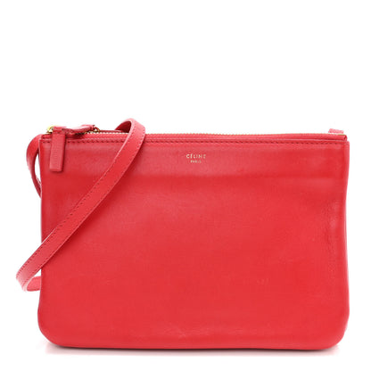 Celine Lambskin Small Trio Crossbody Bag Red 1 of 13