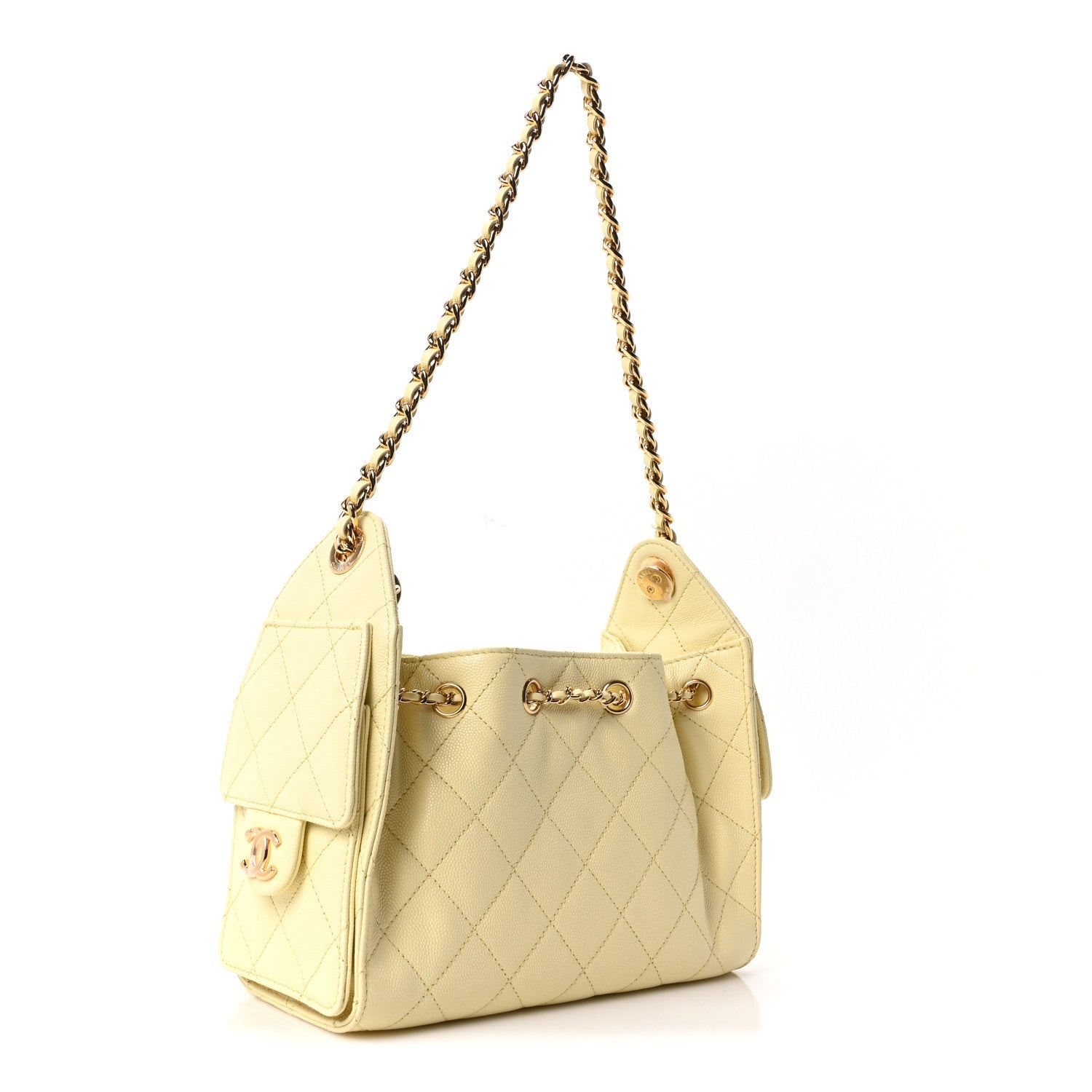 Chanel Caviar Quilted Mini Chanel 25 Handbag Light Yellow 3 of 11