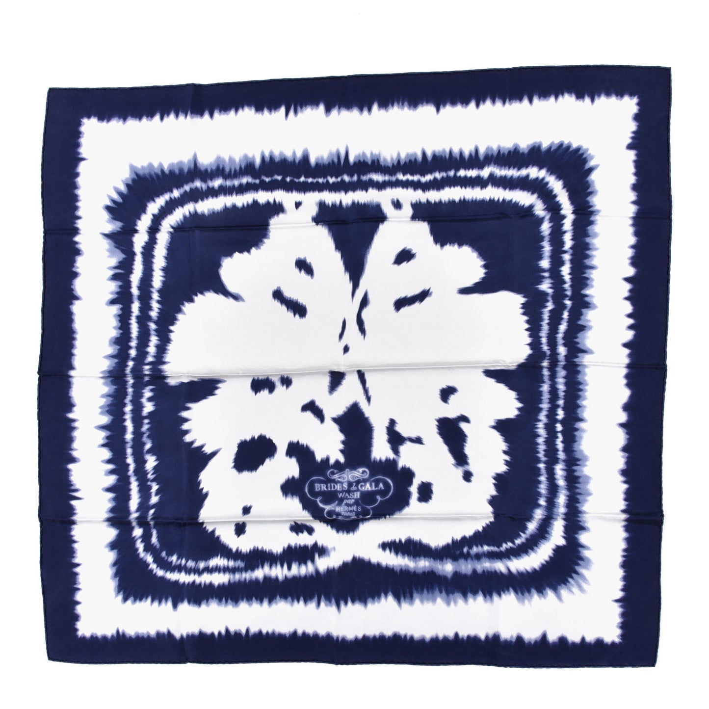 Silk Brides De Gala Wash Scarf 90 Marine White