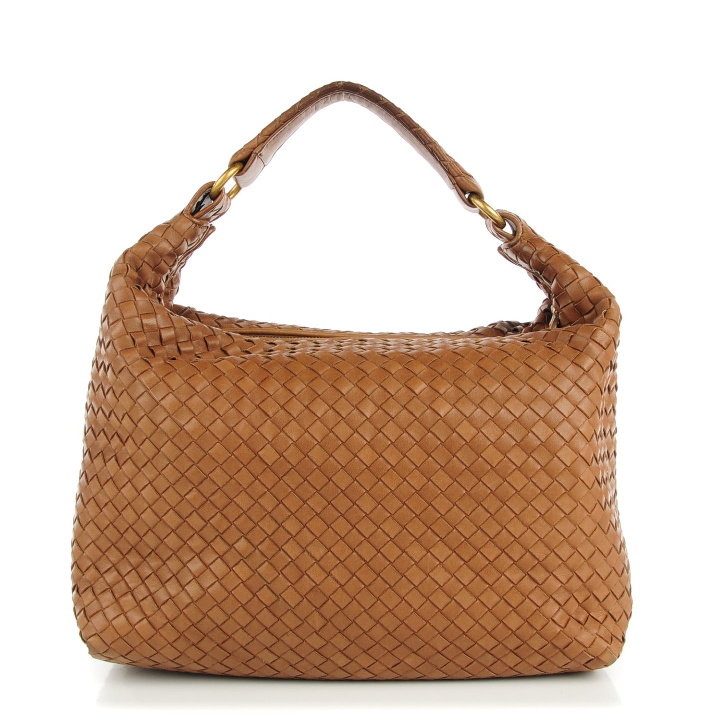 Nappa Intrecciato Pyramid Hobo Chestnut