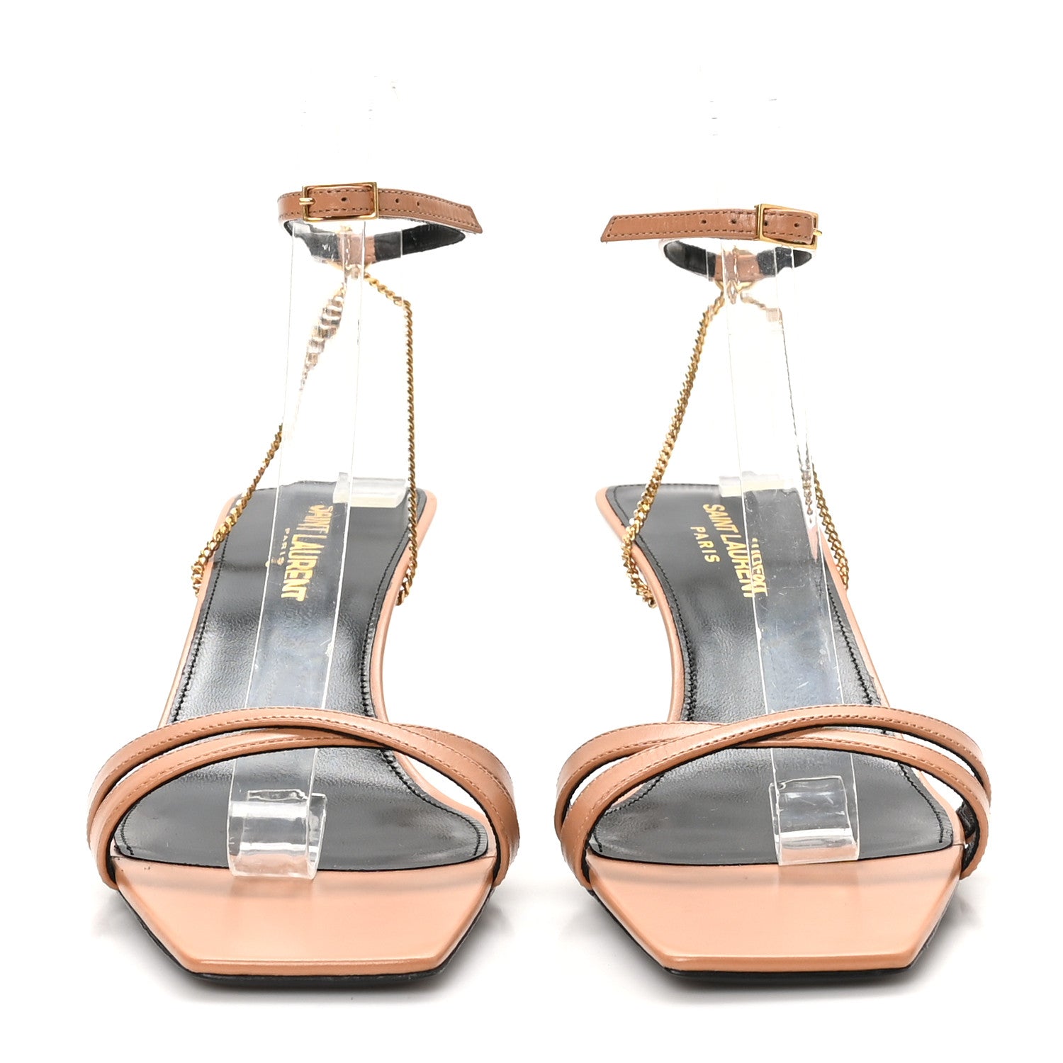 Saint Laurent Vitelo Kristal Baliqua 55 Vett Ankle Strap Sandals 38.5 Bisque 3 of 9