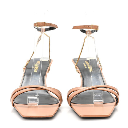 Saint Laurent Vitelo Kristal Baliqua 55 Vett Ankle Strap Sandals 38.5 Bisque 3 of 9