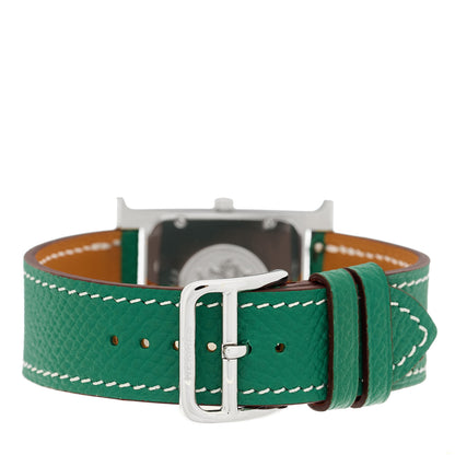 Hermes Stainless Steel Epsom 26mm Heure H Hour Quartz Watch Vert Jade 3 of 5