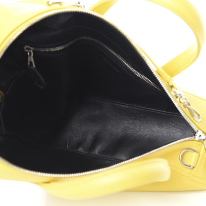 Balenciaga Shiny Day Calfskin Logo S Triangle Duffle Jaune Black 5 of 11