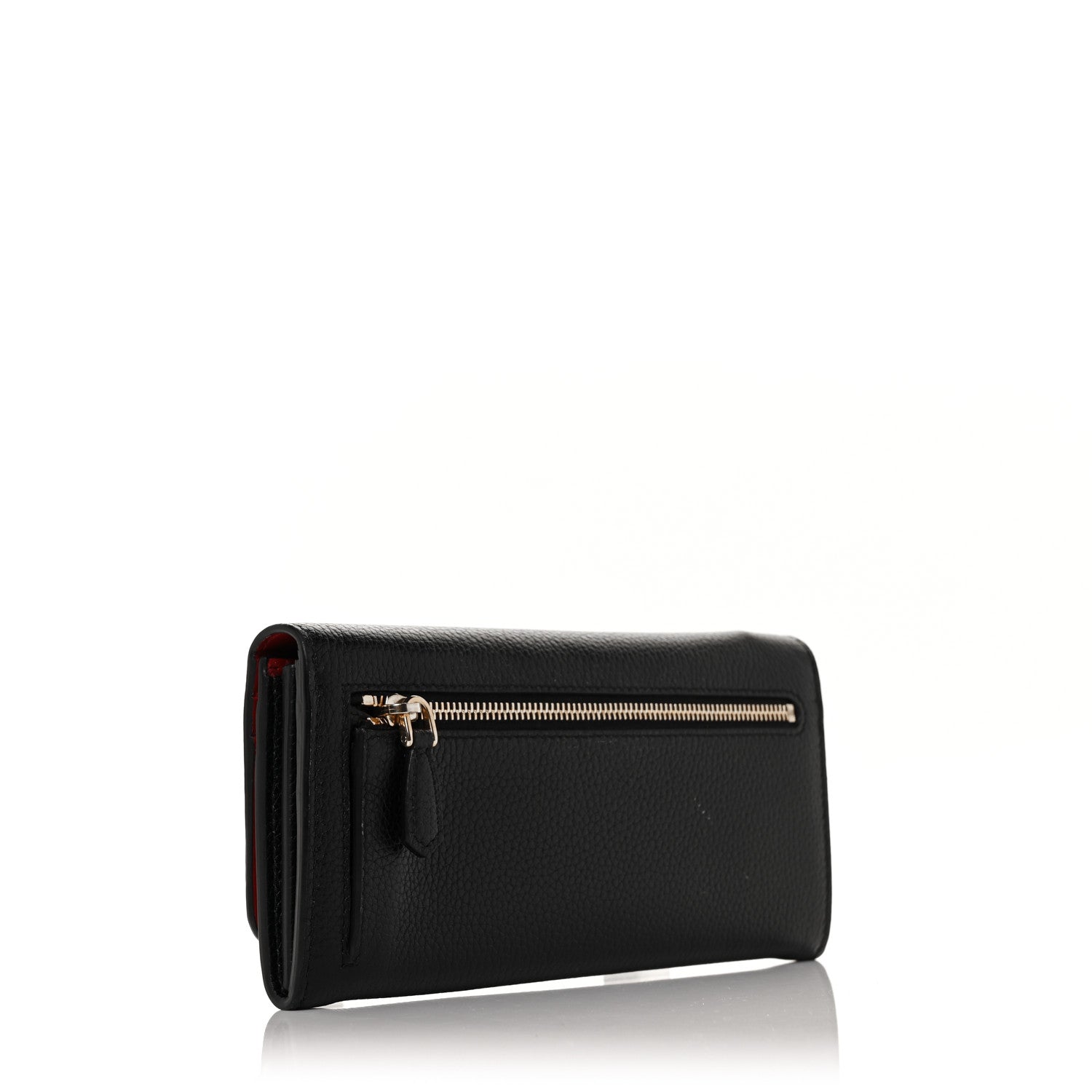 Prada Vitello Daino Bi-Color Continental Flap Travel Wallet Black Fuoco 2 of 8