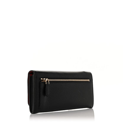Prada Vitello Daino Bi-Color Continental Flap Travel Wallet Black Fuoco 2 of 8