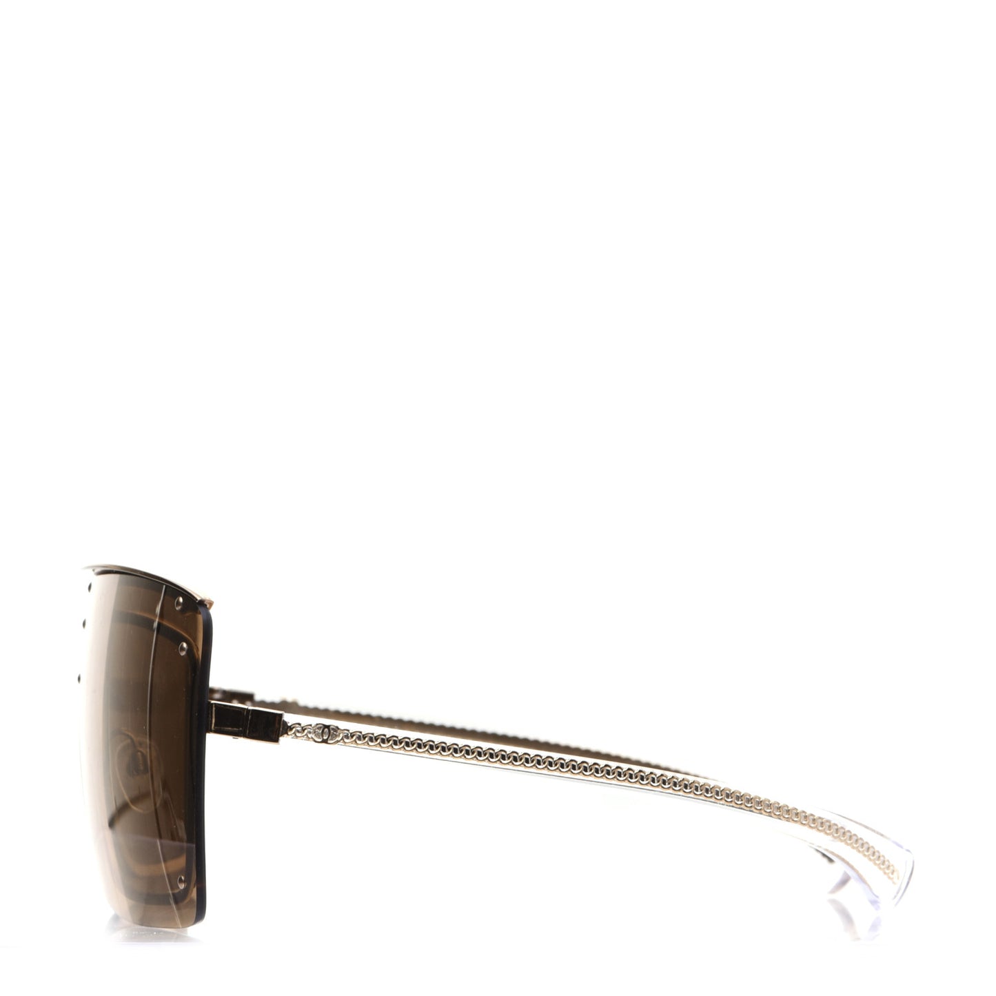 Rimless Shield Chain Sunglasses 71261 Brown Gold