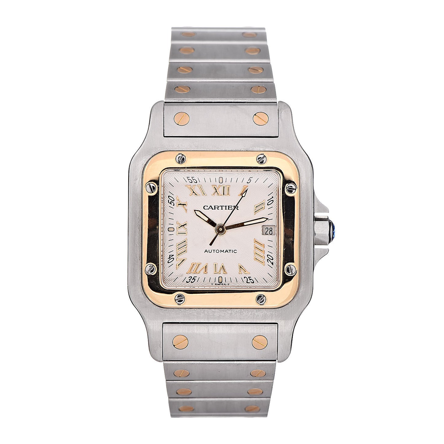 Stainless Steel 18K Yellow Gold 29mm Santos De Cartier Galbee Automatic Watch