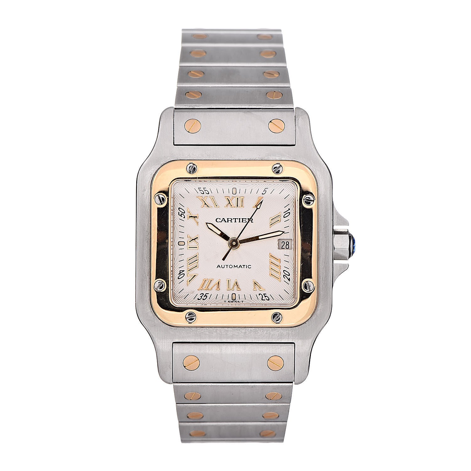 Cartier Stainless Steel 18K Yellow Gold 29mm Santos De Cartier Galbee Automatic Watch 1 of 6