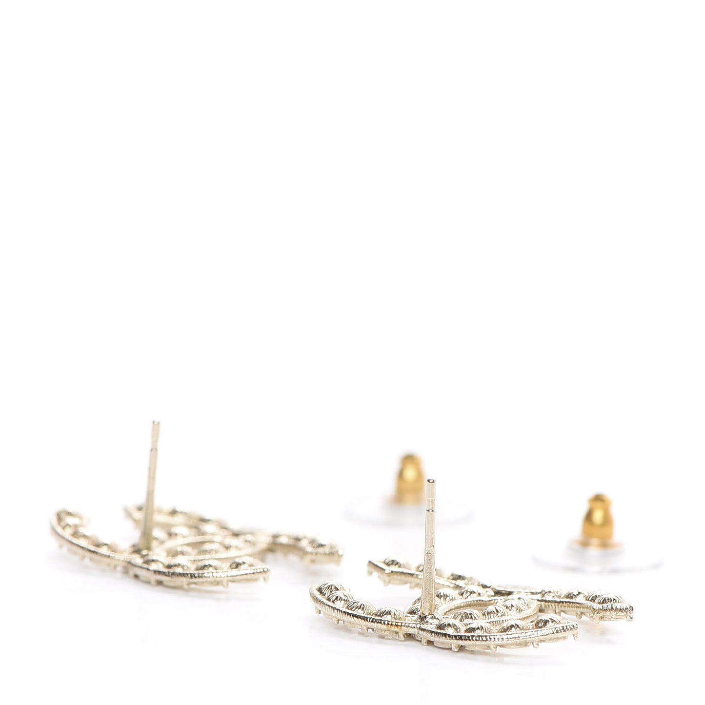 Crystal CC Cha-Nel Stud Earrings Gold