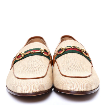 Gucci Canvas Web Mens Brixton Horsebit Loafers 10 Sand Light Cuir 2 of 9