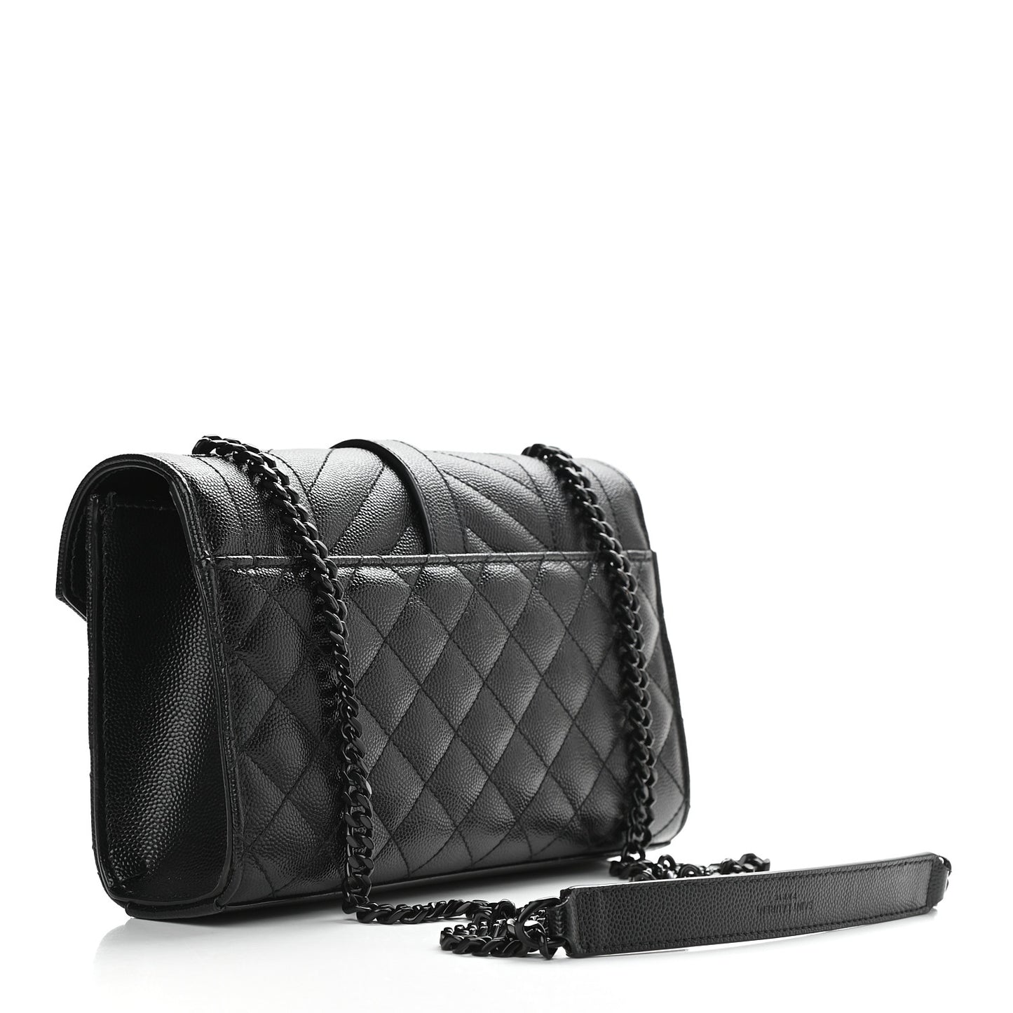 Grain De Poudre Textured Mixed Matelasse Triquilt Small Monogram Satchel Black