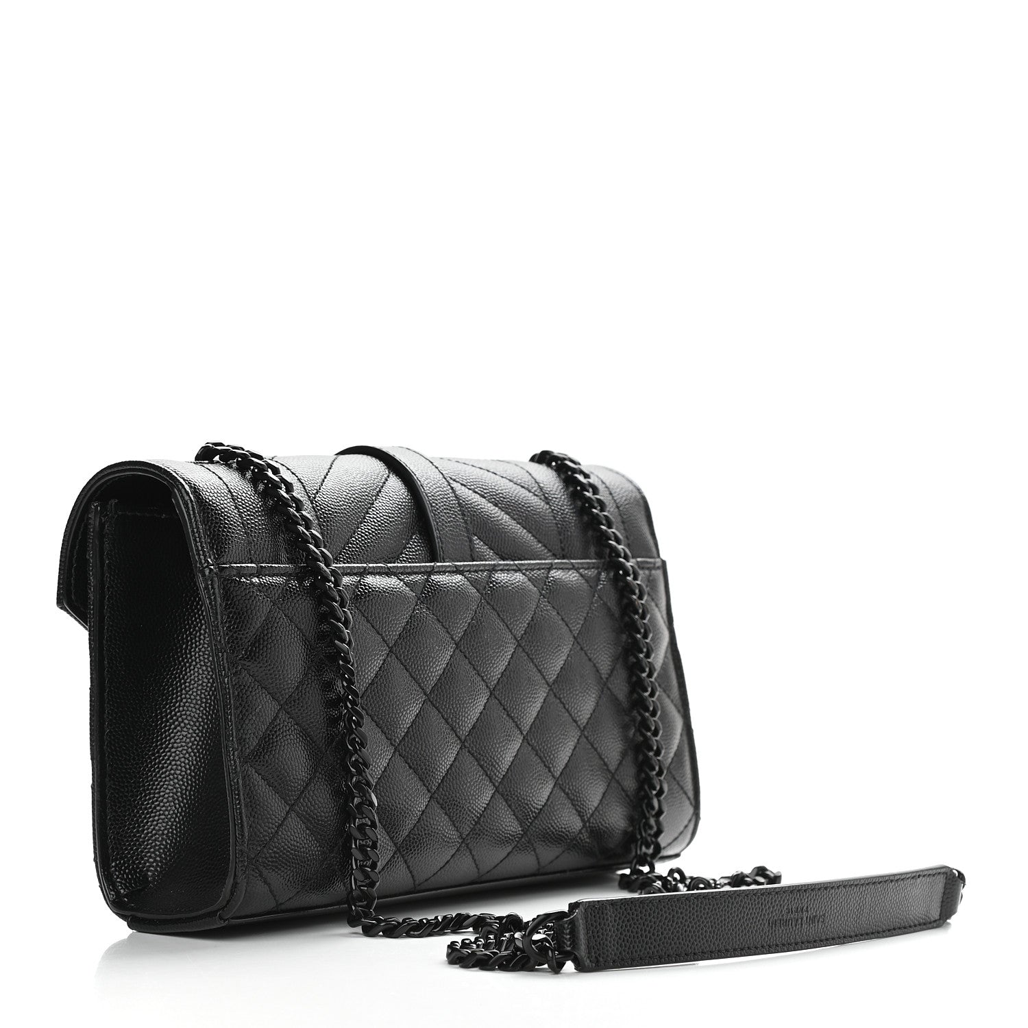 Saint Laurent Grain De Poudre Textured Mixed Matelasse Triquilt Small Monogram Satchel Black 3 of 9