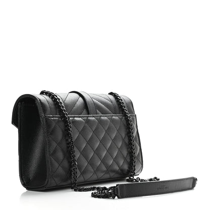 Saint Laurent Grain De Poudre Textured Mixed Matelasse Triquilt Small Monogram Satchel Black 3 of 9