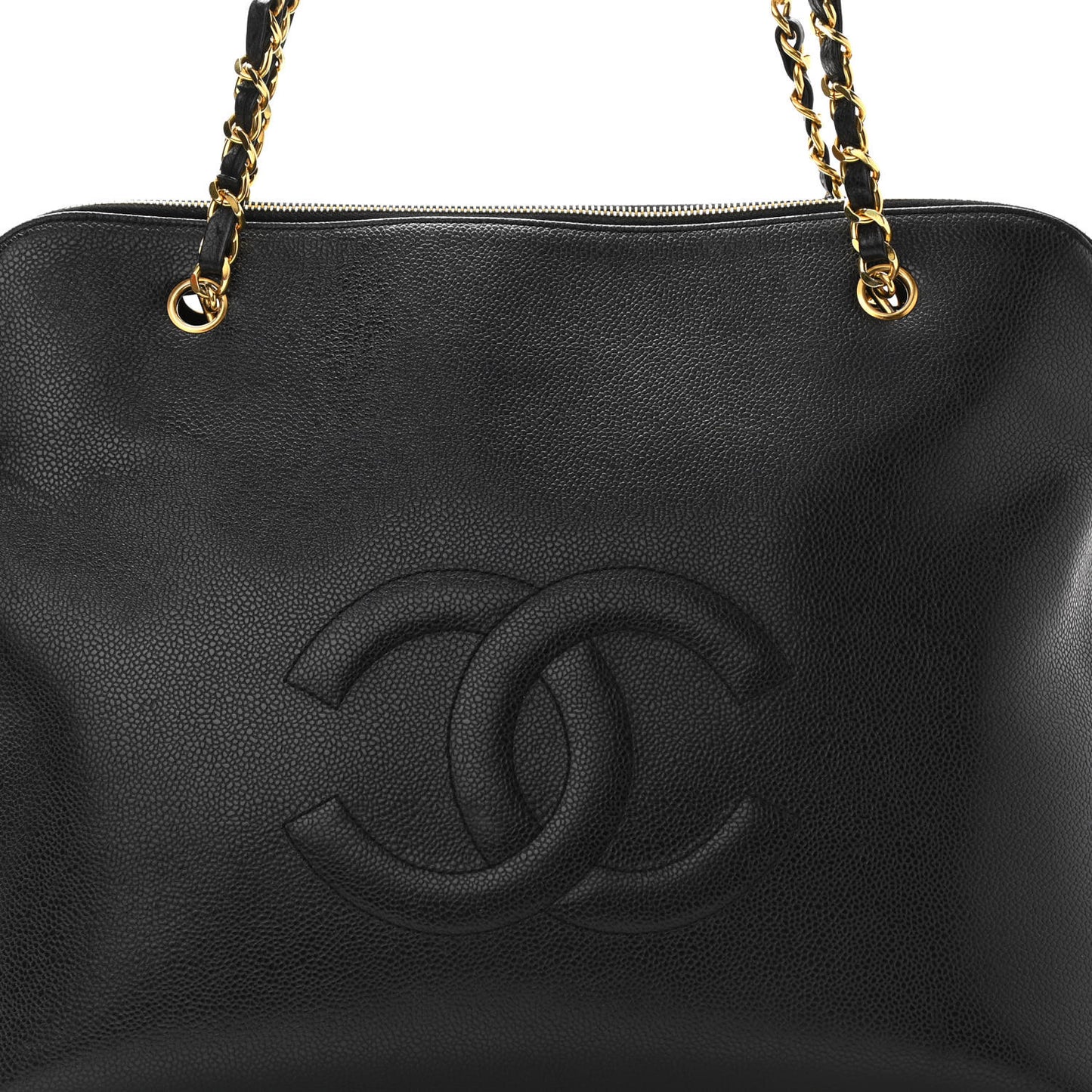 Caviar Large CC Shoulder Bag Black