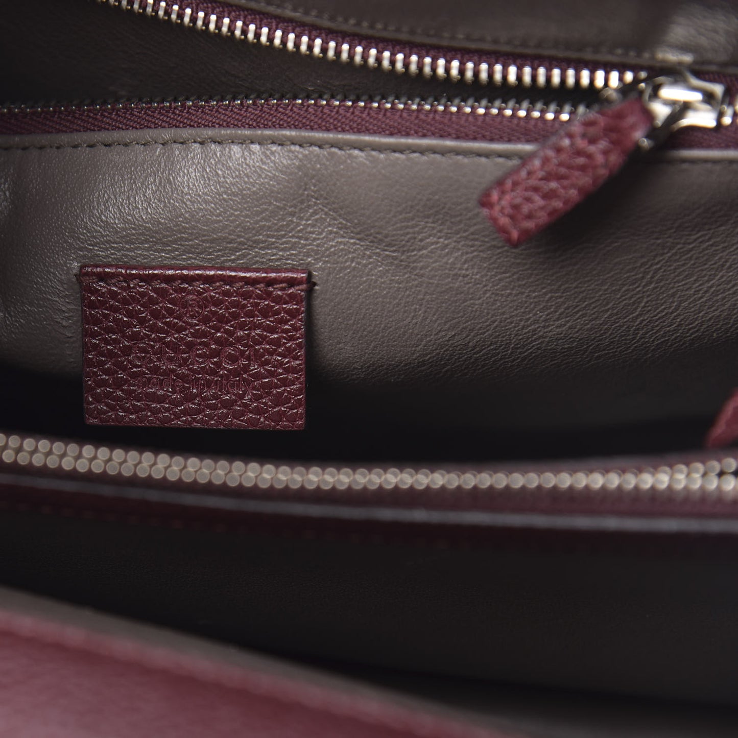Grainy Calfskin Small Zumi Top Handle Bag Vintage Bordeaux