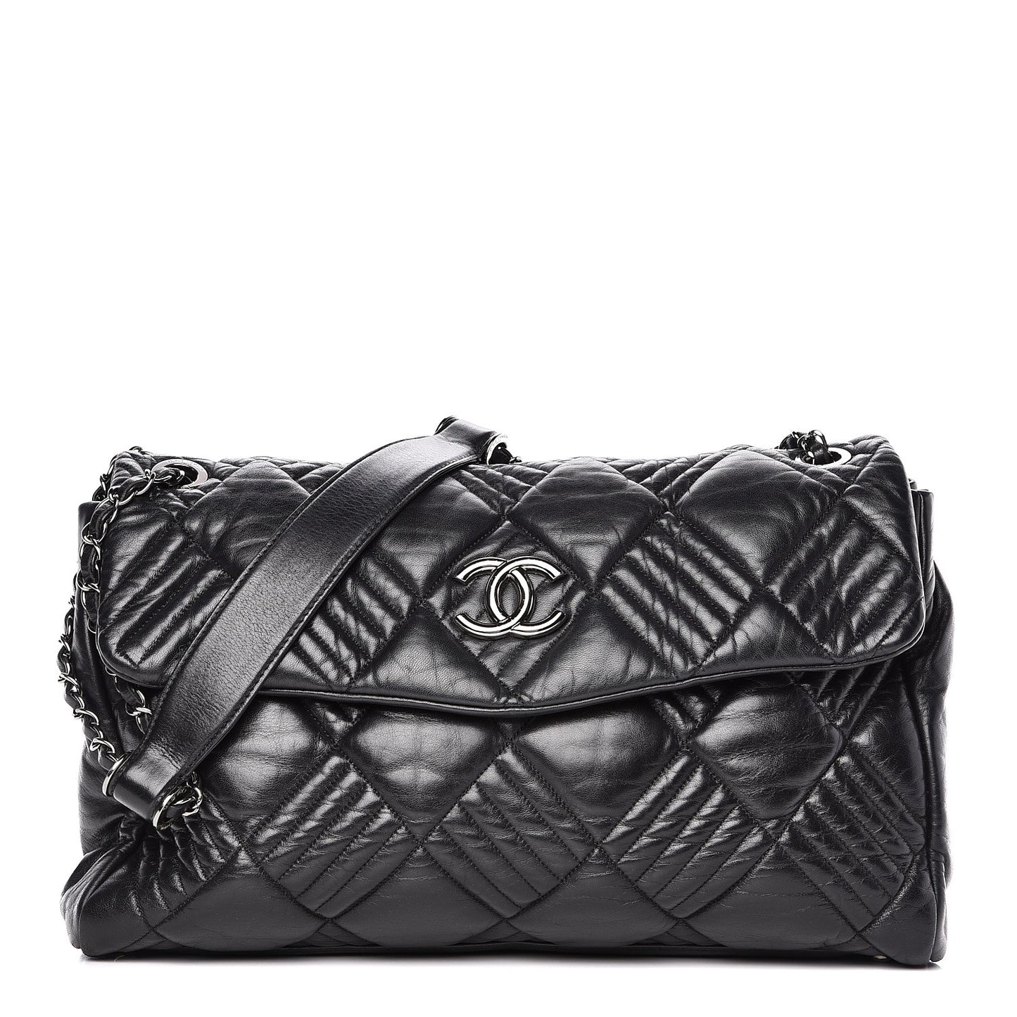Lambskin In and Out XL Maxi Flap Black