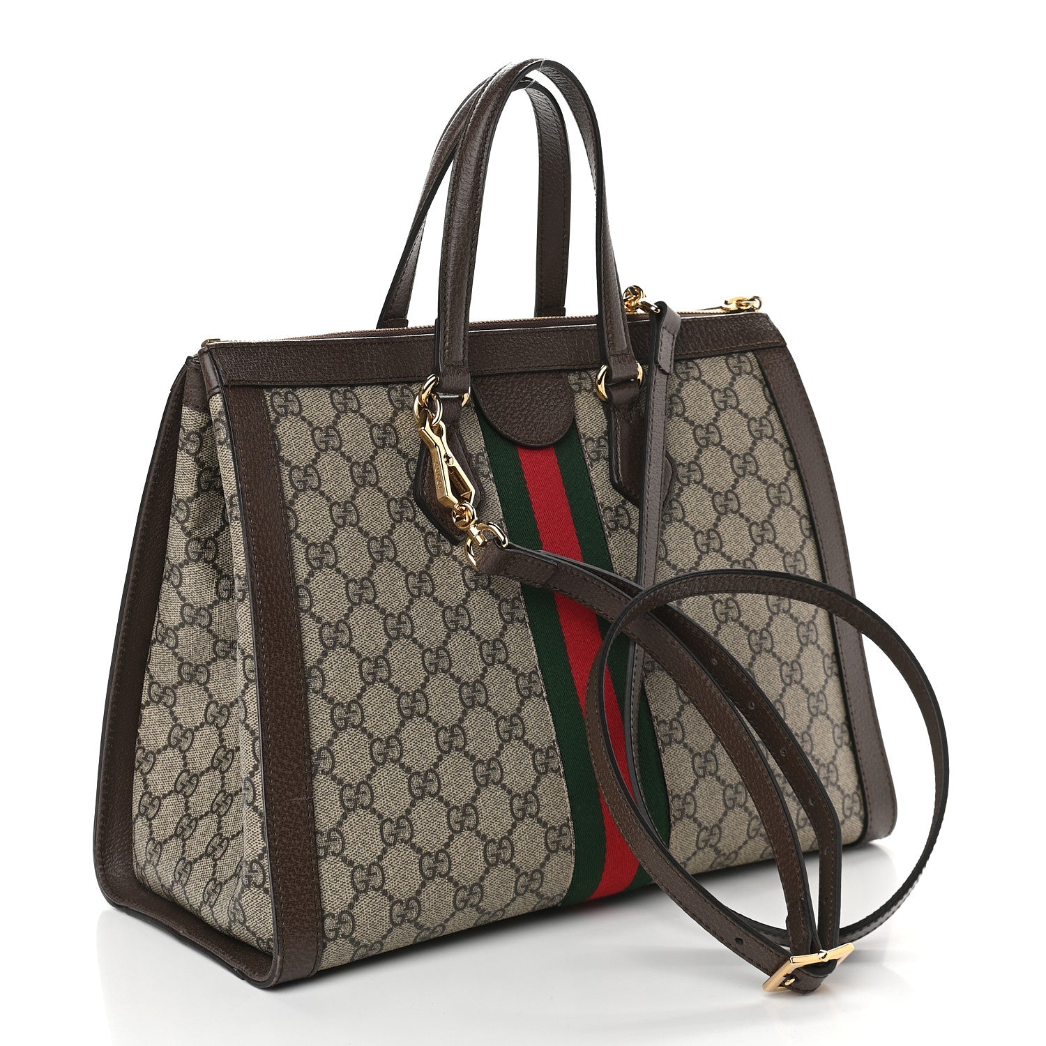 Gucci GG Supreme Monogram Web Medium Ophidia Tote Bag Brown 3 of 9