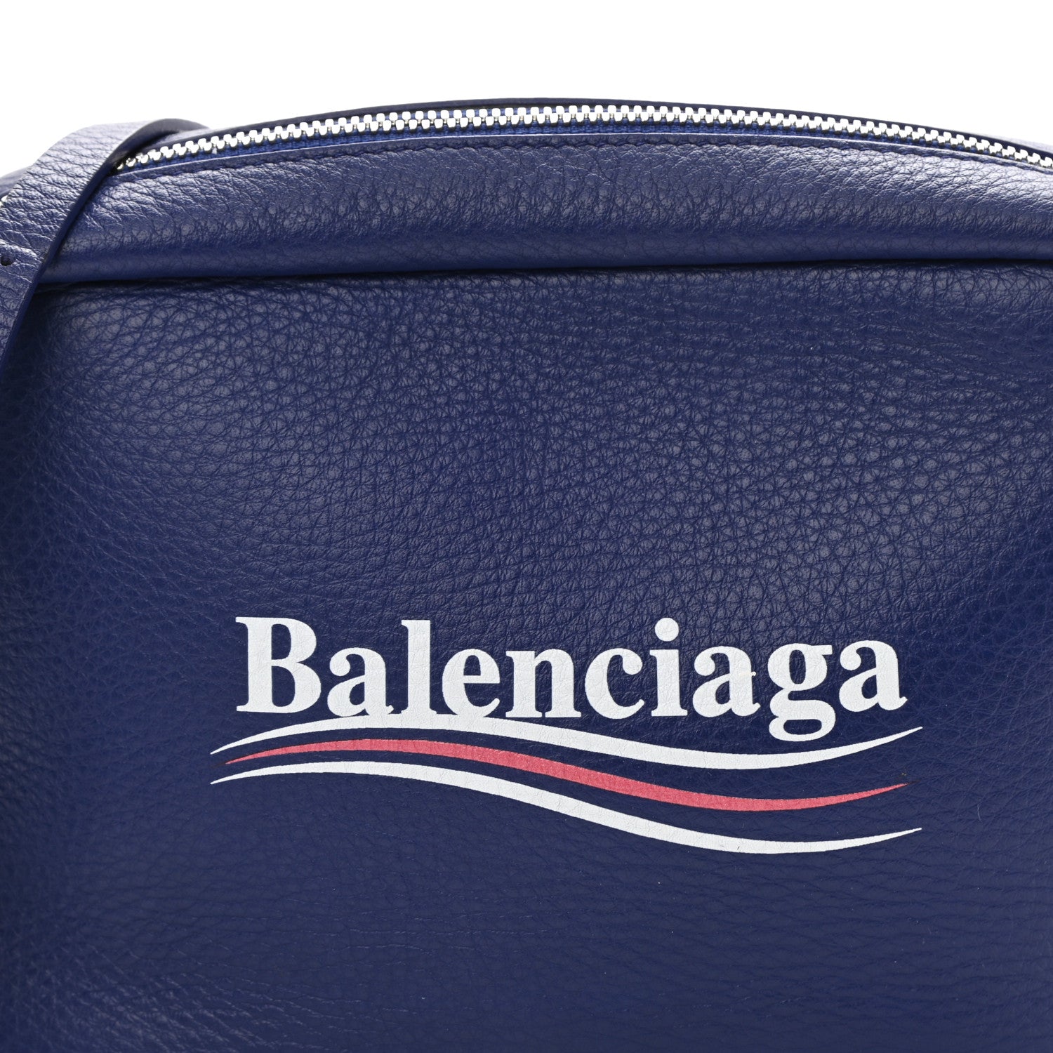 Balenciaga Calfskin Political Campaign Logo S Everyday Camera Bag Bleu 8 of 10