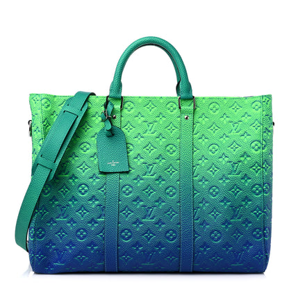 Louis Vuitton Taurillon Illusion Keepall Tote Bleu Vert 1 of 8