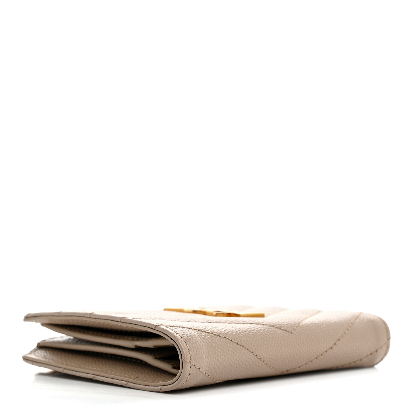 Grain De Poudre Matelasse Chevron Monogram Zipped Card Case Dark Beige