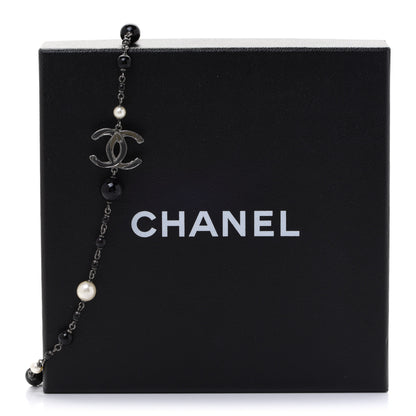 Chanel Beaded CC Short Necklace Ruthenium Black 6 of 6