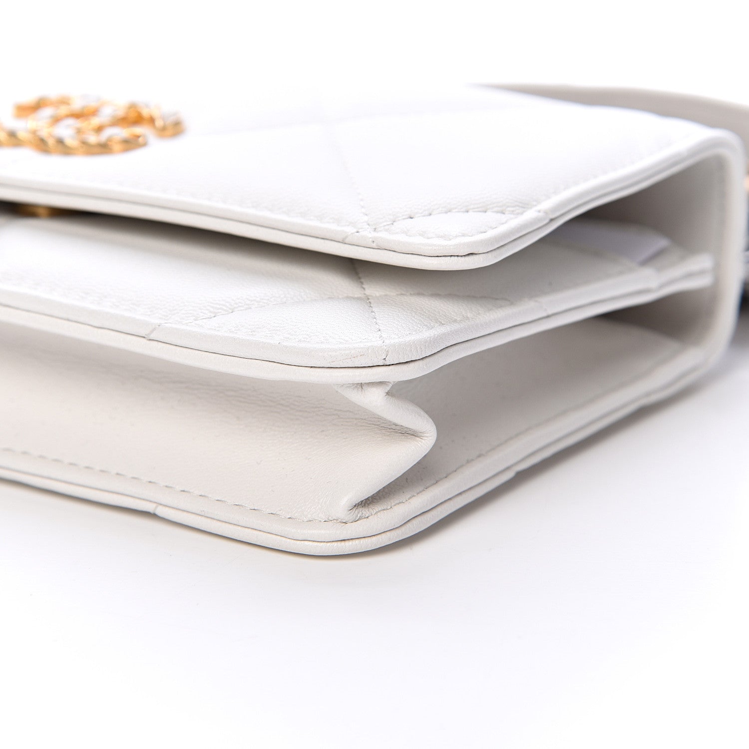 Chanel Goatskin Quilted 19 Wallet On Chain WOC White 10 of 12