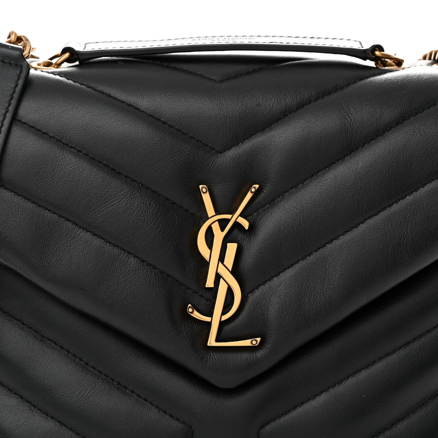 Calfskin Y Quilted Monogram Small Loulou Chain Satchel Black