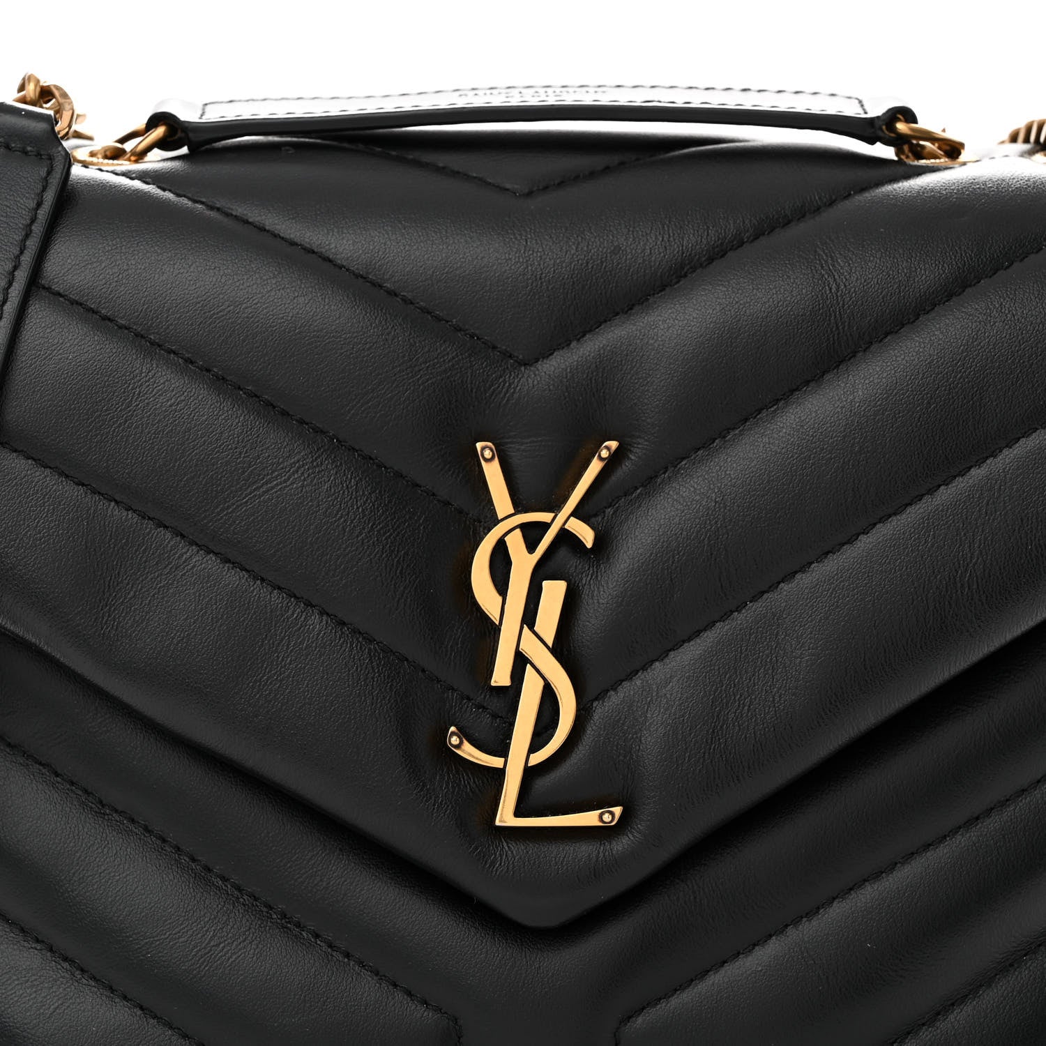 Saint Laurent Calfskin Y Quilted Monogram Small Loulou Chain Satchel Black 8 of 14