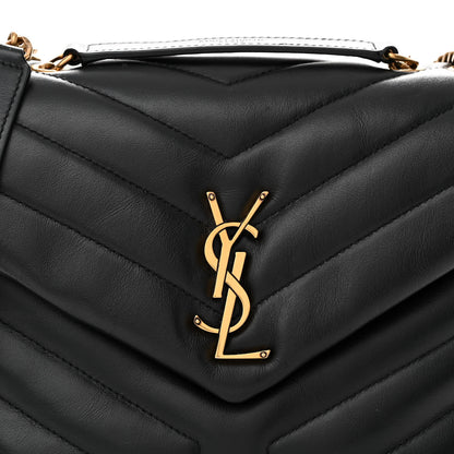 Saint Laurent Calfskin Y Quilted Monogram Small Loulou Chain Satchel Black 8 of 14