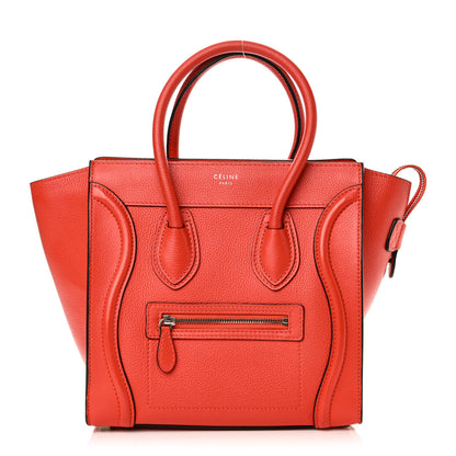 Celine Pebbled Calfskin Micro Luggage Vermillion 1 of 8