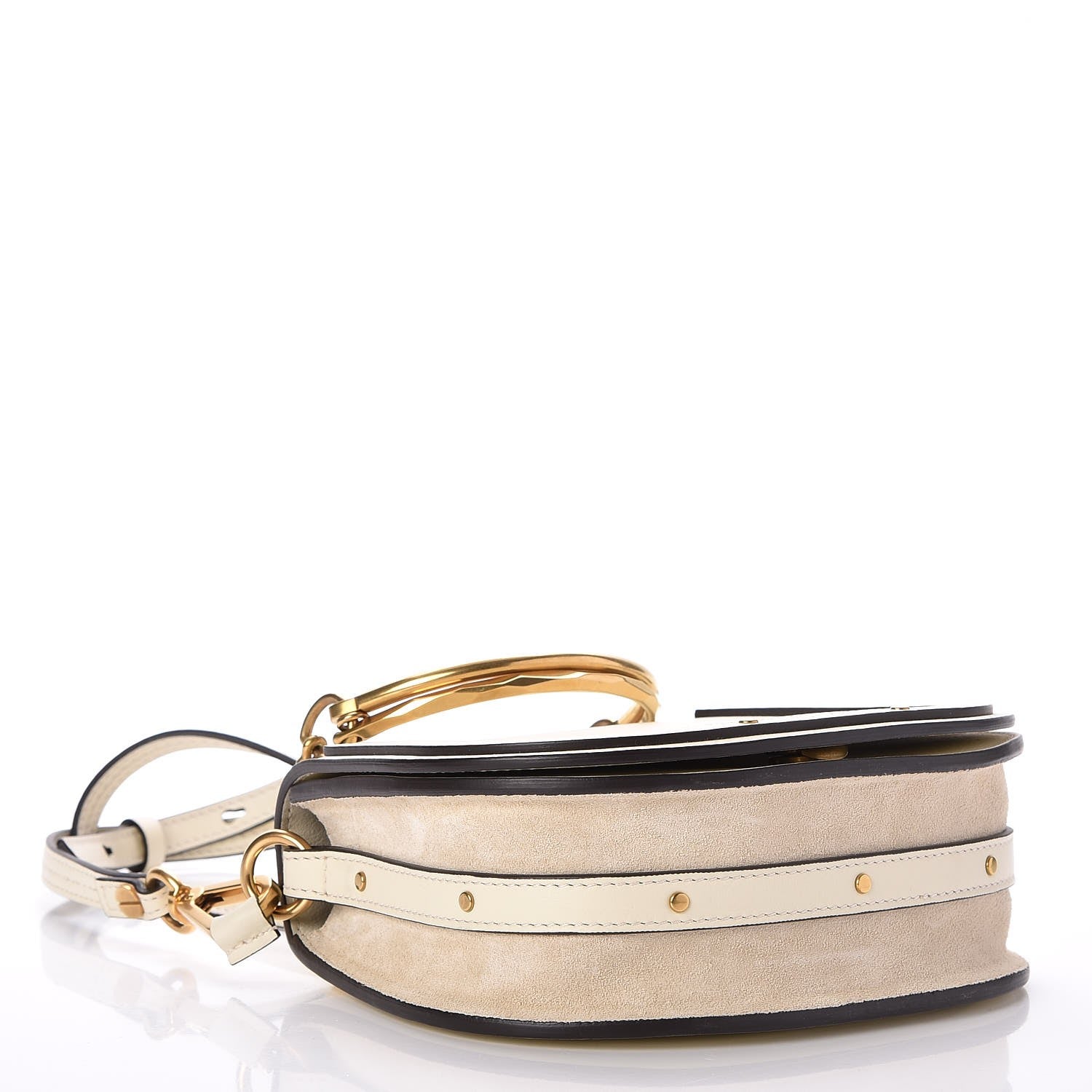 Chloe Calfskin Suede Small Nile Bracelet Bag Off White 4 of 8