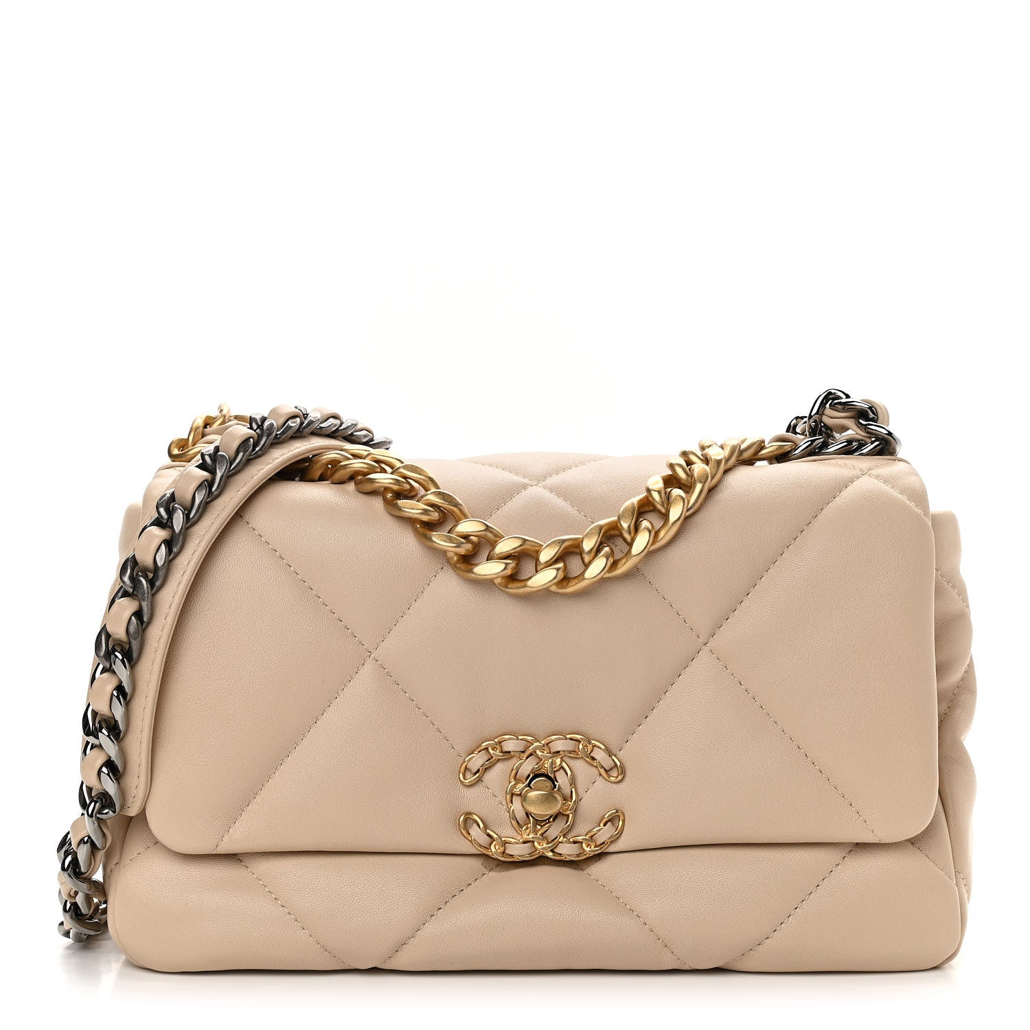 Chanel Lambskin Quilted Medium Chanel 19 Flap Light Beige 1 of 11